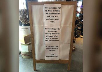 A vintage clothing store isn’t arguing with customers about wearing masks