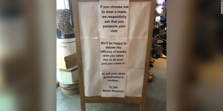 A vintage clothing store isn’t arguing with customers about wearing masks