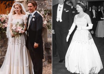 Princess Beatrice wore Queen Elizabeth’s dress and tiara for private