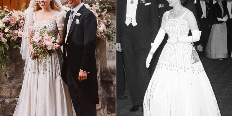 Princess Beatrice wore Queen Elizabeth’s dress and tiara for private